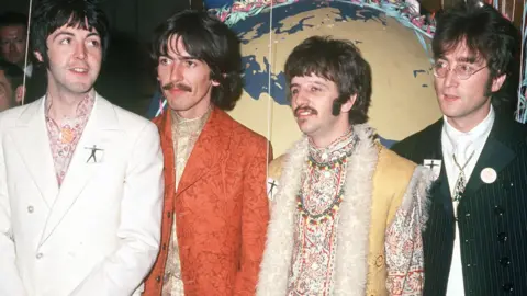 PA The Beatles (left to right): Paul McCartney, George Harrison, Ringo Starr and John Lennon, pictured in 1967 - the year Sgt. Pepper's Lonely Hearts Club Band was released