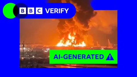 BBC An image appearing to show a large explosion with a green 