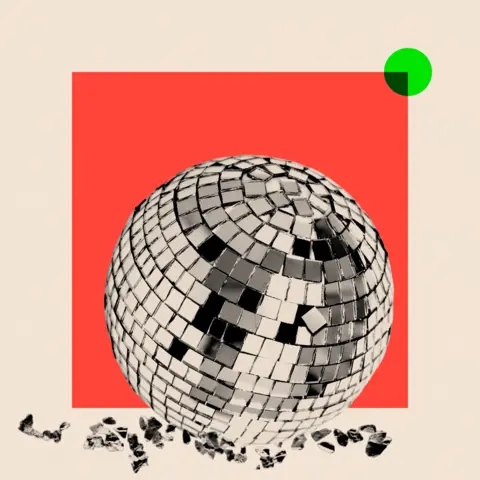 BBC A treated image of a broken disco ball on the floor.