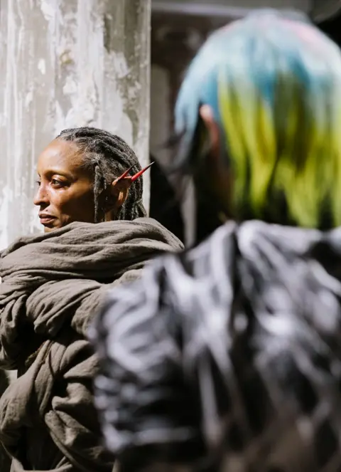 Vanni Basetti/WWD via Getty Images Backstage at the Rick Owens fashion show as part of Paris Fashion Week Fall 2026 held at Palais de Tokyo on March 5, 2026 in Paris, France. 