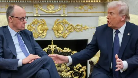 Reuters German Chancellor Friedrich Merz (left) and US President Donald Trump meet in the White House in Washington. Photo: 3 March 2026