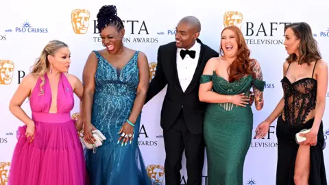 Getty Images (Left to right) Mel Schilling, Charlene Douglas, Paul C Brunson, Jay Howard and Ella Morgan pictured together at the 2024 Bafta TV Awards in London