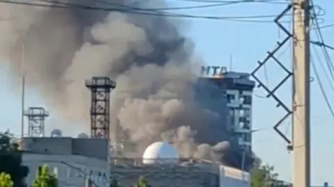 Reuters A screenshot from footage purportedly showing aftermath of a Ukrainian missile strike on a Russian military plant in the city of Cheboksary. Photo: 10 June 2026