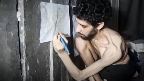 Other A still showing Israeli hostage Evyatar David being held in a Gaza tunnel from the video released in August by Hamas