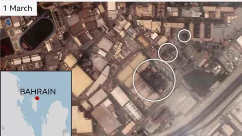 Source: Planet Labs PBC, 2026 Satellite imagery of a US naval base in Bahrain