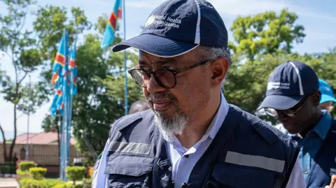 AFP via Getty Images World Health Organization head Tedros Adhanom Ghebreyesu in Bunia, eastern DR Congo. Photo: 30 May 2026