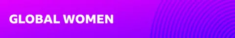 Purple bar with GLOBAL WOMEN written on it in white text.