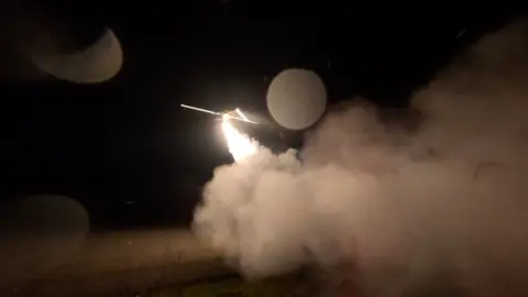 BBC/Moose Campbell A long-range drone is launched in eastern Ukraine