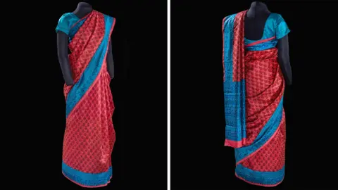 Smithsonian’s National Air and Space Museum Nandini Harinath's sari as displayed in the gallery