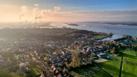 AFP via Getty Images An aerial view of the Dutch village of Moerdijk