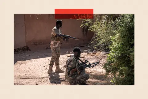 AFP via Getty Images Sudanese army soldiers patrol an area in Khartoum North
