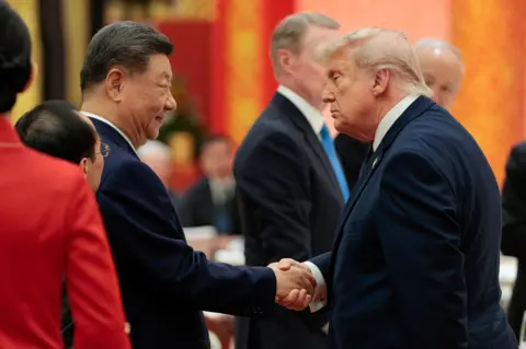 Reuters Donald Trump shaking hands with Xi Jinping in Beijing