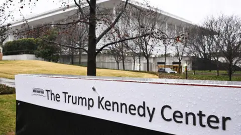 AFP via Getty Images signage for the Trump Kennedy Center in front of the building