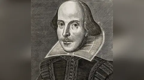 Getty Images A black and white portrait of William Shakespeare from the title page of the First Folio of Shakespeare's plays.