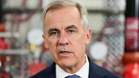 Reuters A close-up image of Mark Carney mid-speech. He has short grey and black hair and grey eyes.