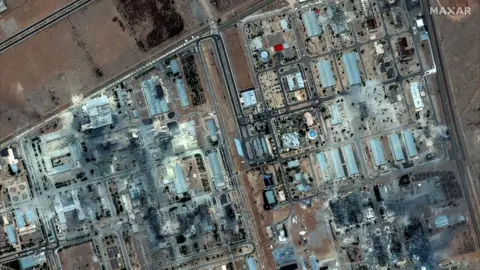 Getty Images Maxar satellite imagery shows extensive building damage across the Isfahan nuclear technology center in June 2025