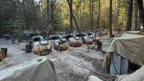 Reuters A suspected clandestine methamphetamine processing lab, according to the Attorney General's Office of Chihuahua, discovered during an operation by Mexican authorities in a mountainous area near Guachochi, in Chihuahua state, Mexico, in this handout photo distributed on April 18, 2026. 