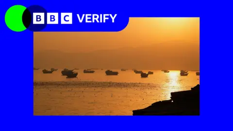 BBC Ships on the Strait of Hormuz at sunset
