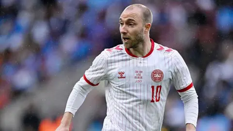 Getty Images Christian Eriksen plays for Denmark in an international friendly match between Denmark and the DR Congo on June 3, 2026 in Belgium several days before his collapse in a subsequent match.