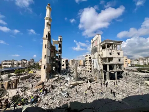 EPA The ruins of the al Zahraa mosque in Sidon
