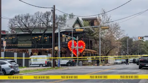 Getty Images Police tape cordons off the area around Buford's bar in Austin, Texas