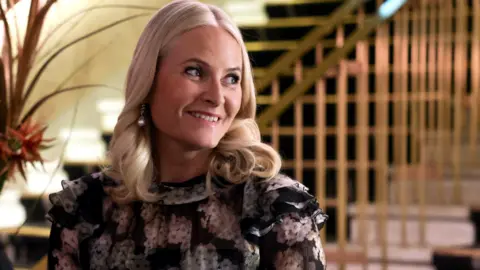Getty Images Norwegian Crown Princess Mette Marit seen in Oslo around Christmas.
