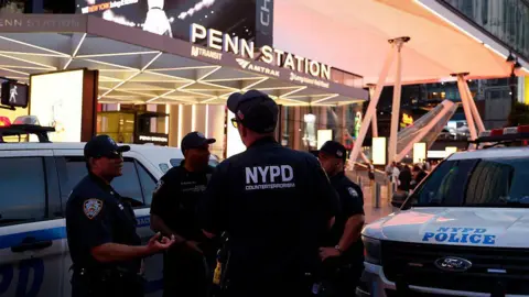 Getty Images NYPD outside Penn Station after a stabbing