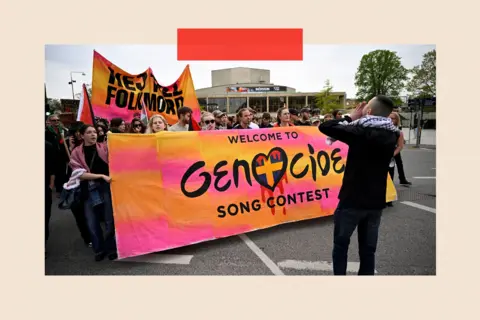 TT/Reuters Protesters march during the Stop Israel demonstration against Israel's participation in the 68th edition of the Eurovision Song Contest in Malmo, Sweden.