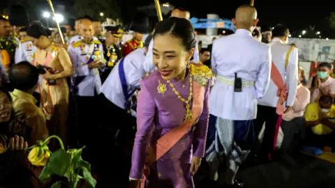 Reuters Thailand's Princess Bajrakitiyabha greets her royalists as she leaves a religious ceremony to commemorate the death of King Chulalongkorn, known as King Rama V, at The Grand Palace in Bangkok, Thailand, October 23, 2020.