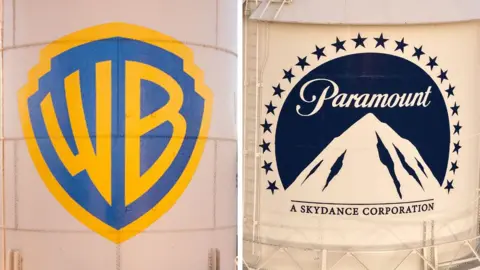 Getty Images A composite image of the Warner Bros and Paramount logos. 