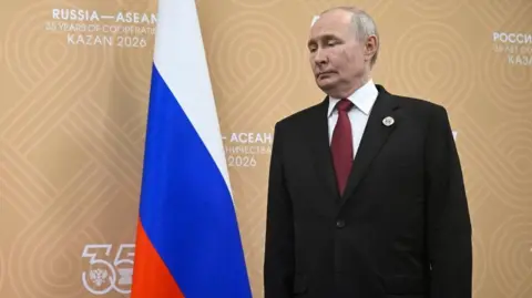 Reuters Russia's President Vladimir Putin is seen prior to a meeting with Cambodia's Prime Minister Hun Manet on the sidelines of the Russia-ASEAN summit in Kazan on Thursday 18 June