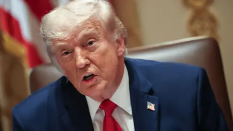EPA/Shutterstock US President Donald Trump speaks during a cabinet meeting in the Cabinet Room of the White House