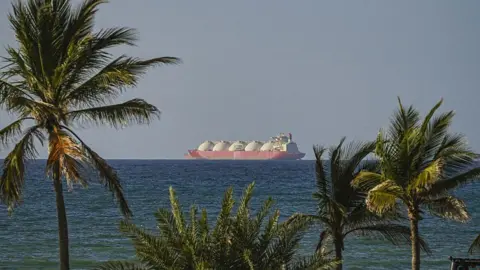 Getty Images A view of the vessels heading towards the Strait of Hormuz following the two-week temporary ceasefire.