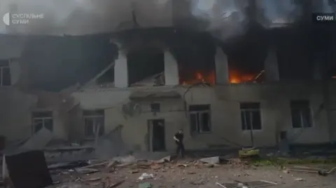 Suspilne Sumy A burnt-out building