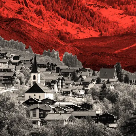BBC Blatten landscape with red treatment