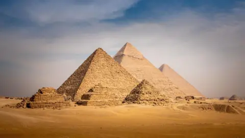 Getty Images Panorama view of the great Pyramid of Giza in Egypt 