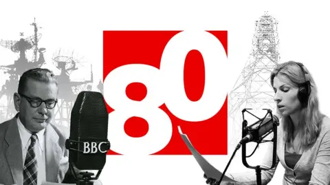 BBC A collage showing BBC presenters and a figure 80
