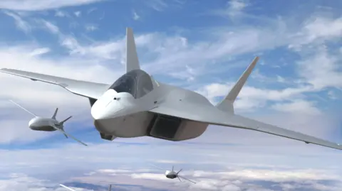Airbus Defence and Space 2022 A mock-up of the FCAS plane in the sky