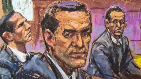 Reuters This sketch shows the Alexander brothers in court. Both are wearing suits