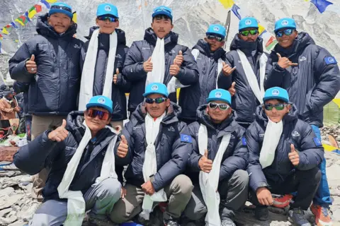Expedition Operators Association of Nepal Highly-skilled Nepali mountain guides, in charge of fixing ropes and ladders leading to the Everest summit, pose for a picture
