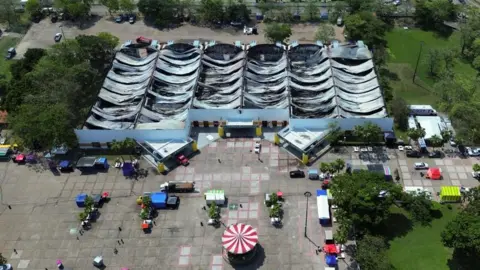 Reuters A drone view shows the aftermath of a deadly fire at a fairground in Mexico's south-eastern city of Villahermosa, Tabasco state. Photo: 7 May 2026