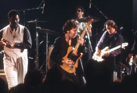 Getty Images Bruce Springsteen gambols around the stage in the 1970s