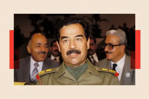 Gamma - Rapho via Getty Images Saddam Hussein in Amman, Jordan,1987