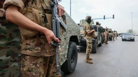 EPA Lebanese army soldiers man a checkpoint in Beirut, Lebanon, on 14 May 2026