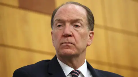 Getty Images Then-World Bank President David Malpass at the Stanford Institute for Economic Policy Research (SIEPR) on 28 September, 2022 in Stanford, California.