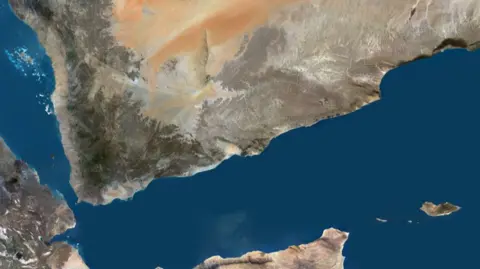 Getty Images Satellite image of Yemen's southern coast taken in May 2023.