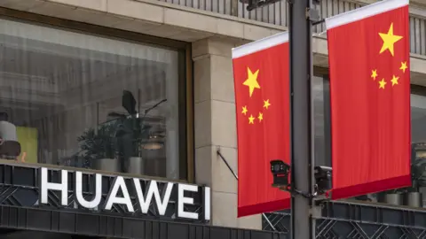 Getty Images Signage at a Huawei store in Shanghai.