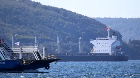 Anadolu Agency via Getty Images Ships pass through the Dardanelles Strait near the Turkish city of Canakkale. Photo: August 2022