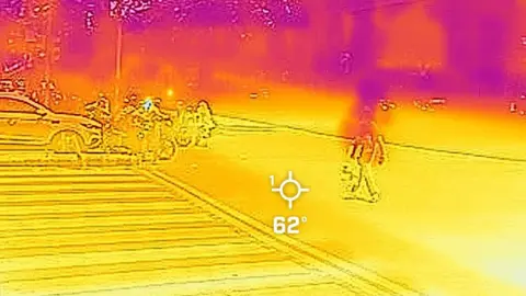 Greenpeace India A thermal camera image taken at the IIT crossing in Delhi