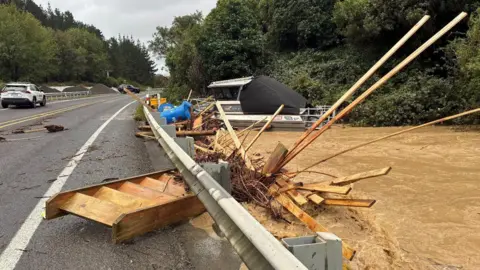 Porirua City Council Destruction along a road in Porirua from the weekend